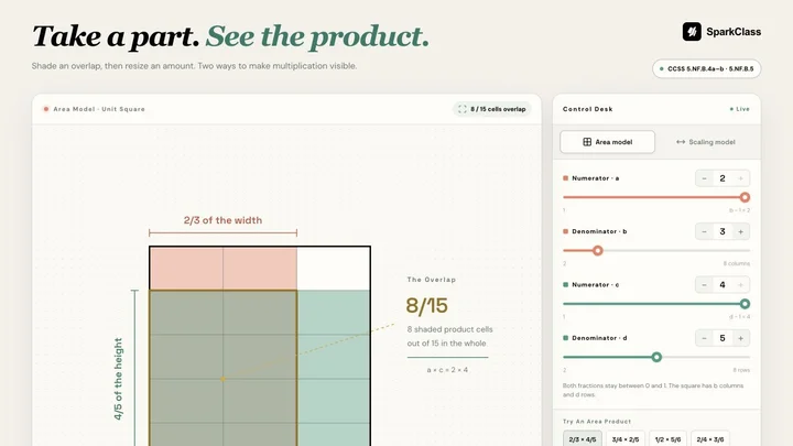 Fraction Product Studio — Grade 5 worksheet preview