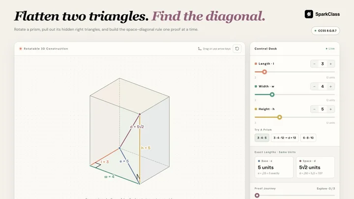 Space Diagonal Lab — Grade 8 worksheet preview