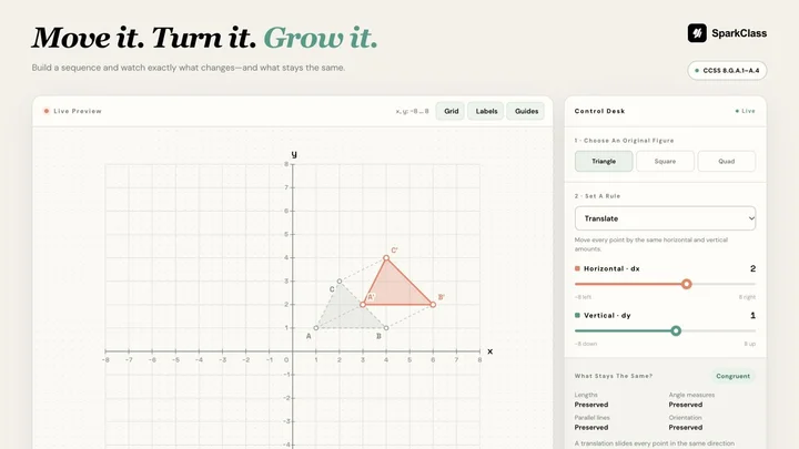 Transformation Studio — Grade 8 worksheet preview