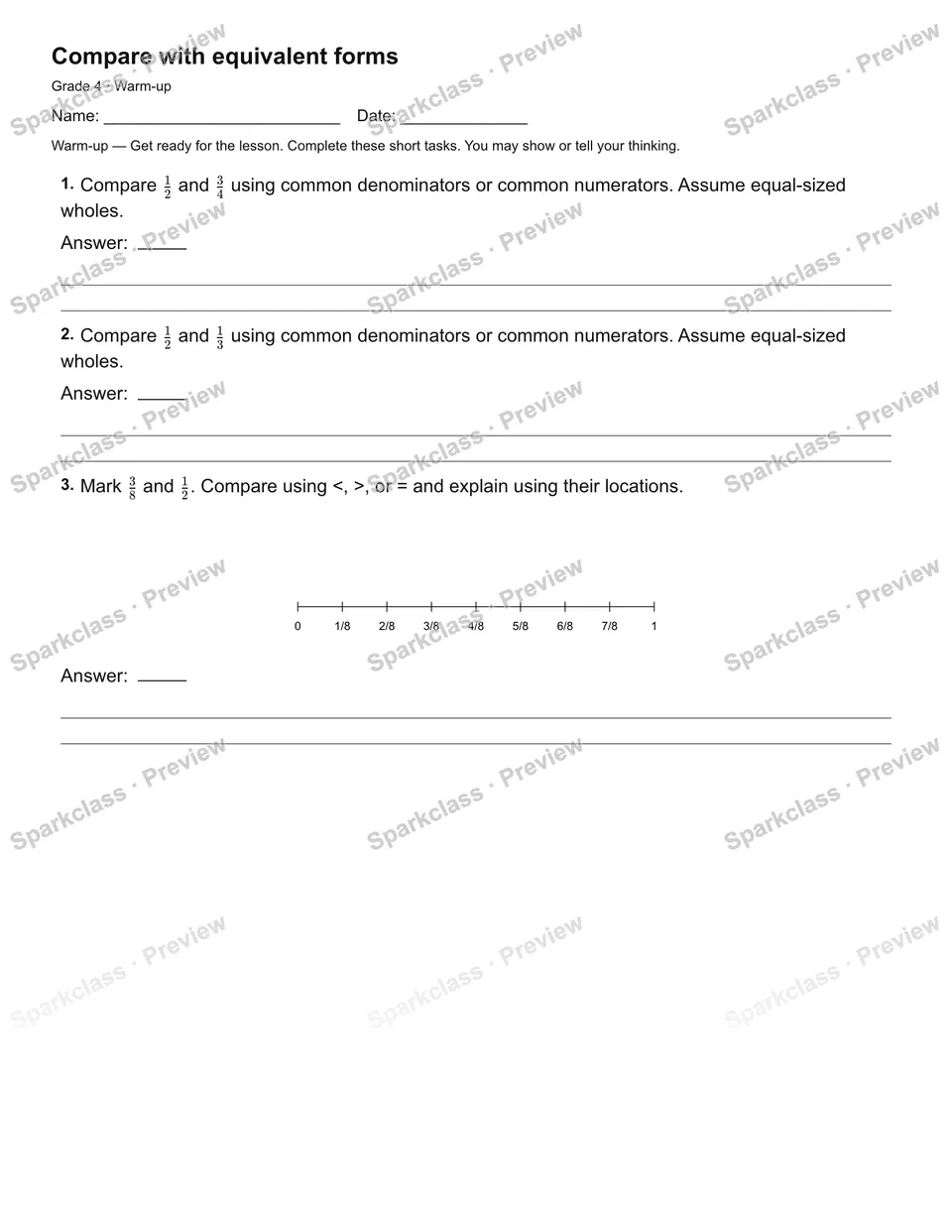 Compare with equivalent forms — Warm-up — page 2