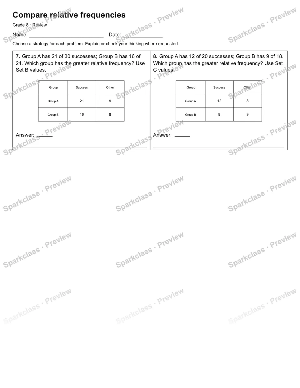 Compare relative frequencies — Review — page 2