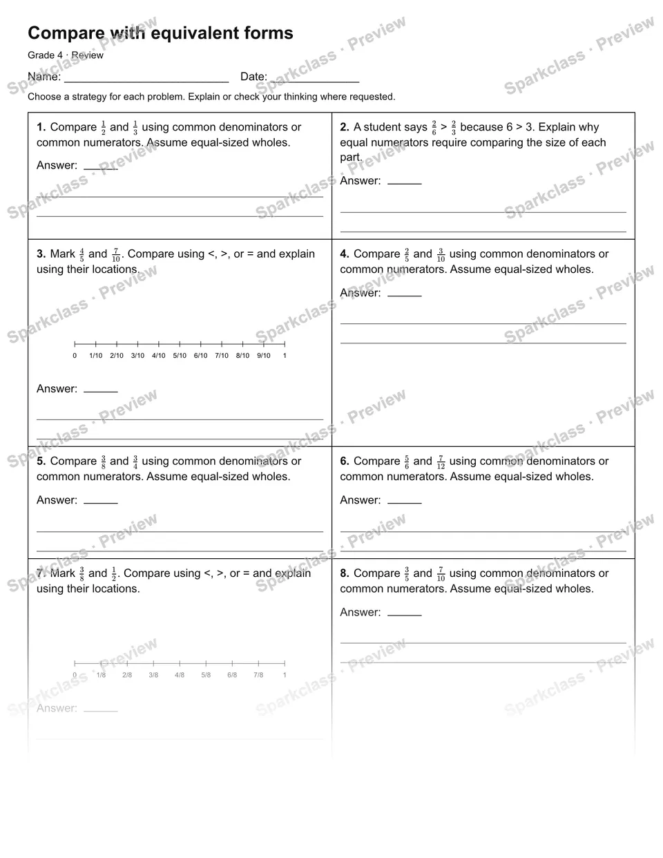 Compare with equivalent forms — Review — page 1