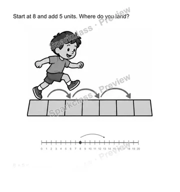 Jump on a length line — Grade 2 problem preview