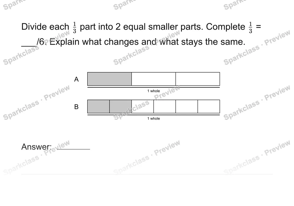 Explain equivalent fractions with models — page 1