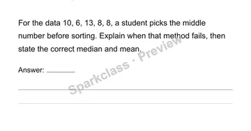 Compute and interpret mean and median — Grade 6 problem preview