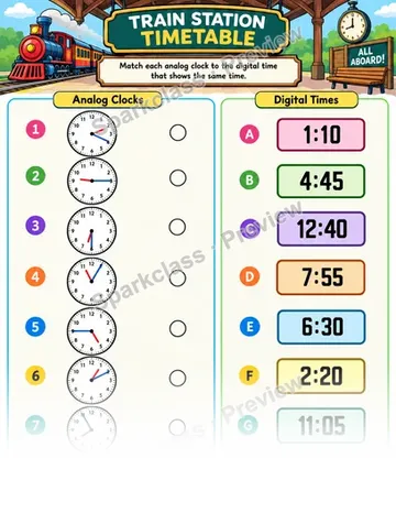 Analog Digital Clocks 01 — Grade 3 worksheet preview