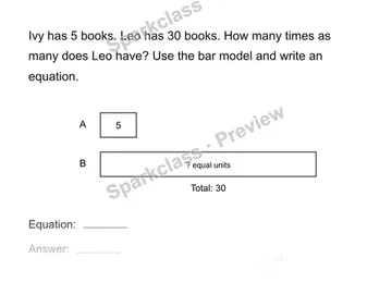 Model an unknown quantity — Grade 4 problem preview