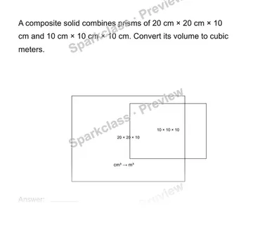 Convert units in a composite volume — Grade 8 problem preview