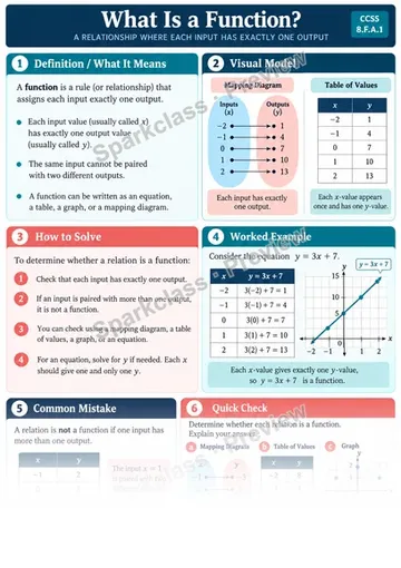 Knowledge Guide · Understand a function as a rule — Grade 8 worksheet preview