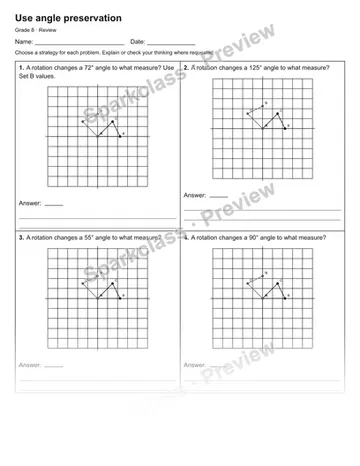 Use angle preservation — Review — Grade 8 worksheet preview