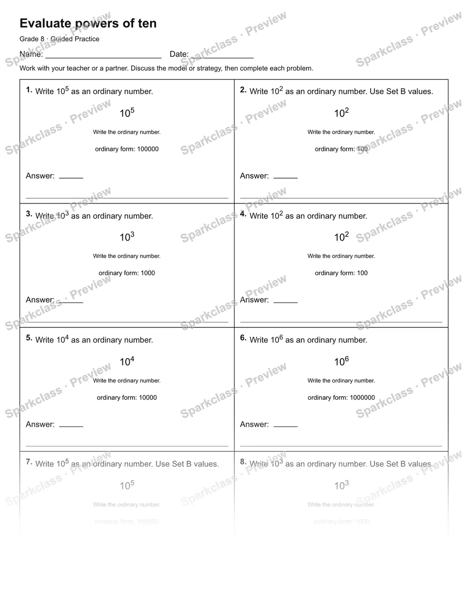 Evaluate powers of ten — Guided Practice — page 1