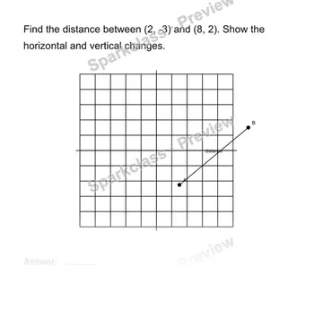 Find distance on a coordinate plane — Grade 8 problem preview