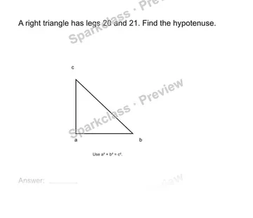 Find a hypotenuse — Grade 8 problem preview