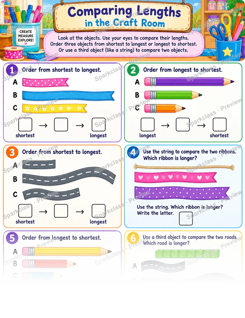 Comparing Lengths Craft Room — page 1