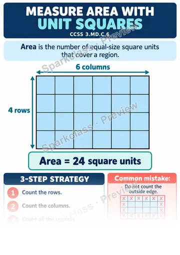 Knowledge Guide · Measure Area by Counting Unit Squares — Grade 3 worksheet preview