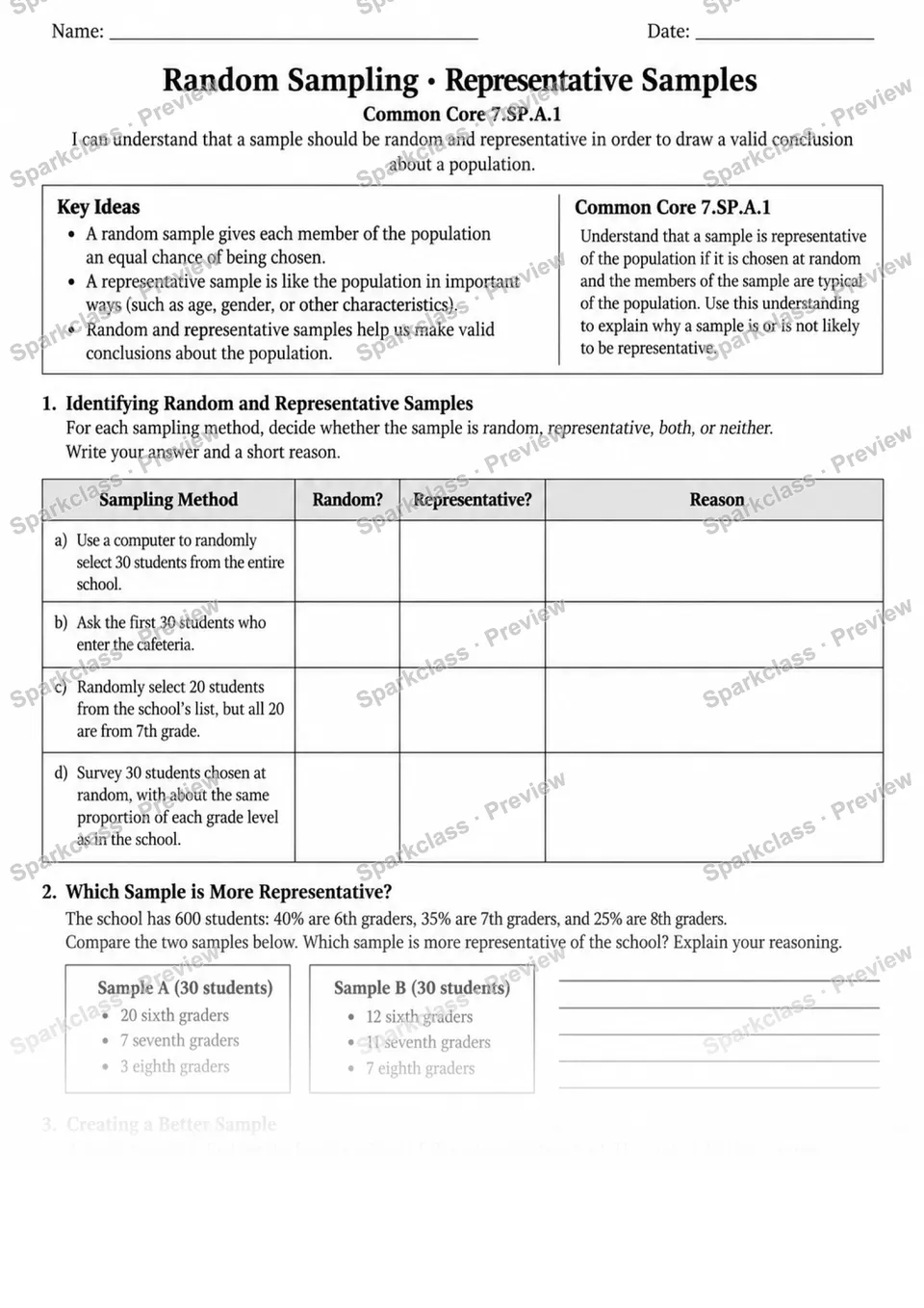 7.SP.A.1 · Random Sampling · Variant 2 — page 1
