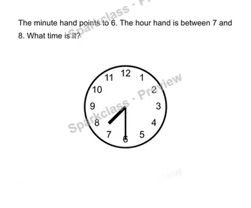 Read a half hour — Grade 1 problem preview