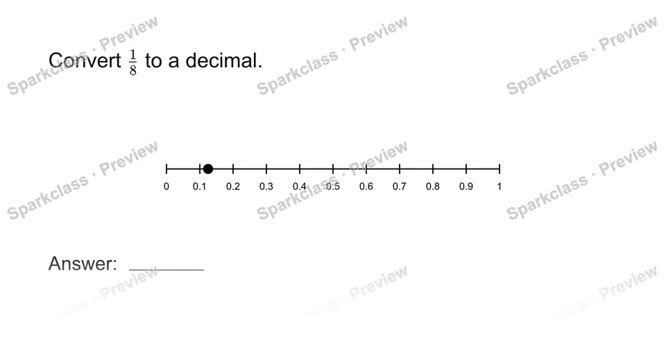 Convert fractions to decimals — page 1