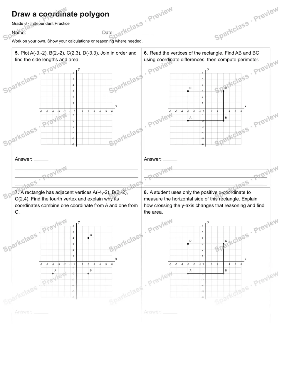 Draw a coordinate polygon — Independent Practice — page 2