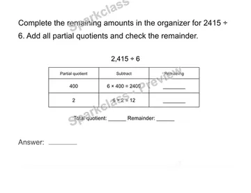 Record each partial quotient — Grade 4 problem preview