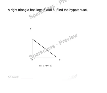 Find a hypotenuse — Grade 8 problem preview