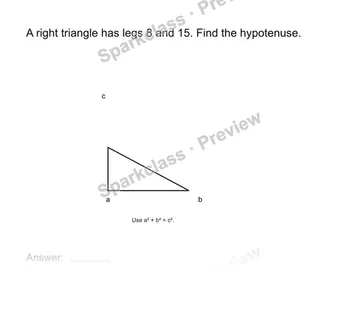 Find a hypotenuse — Grade 8 problem preview