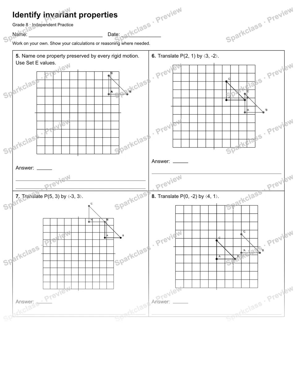 Identify invariant properties — Independent Practice — page 2