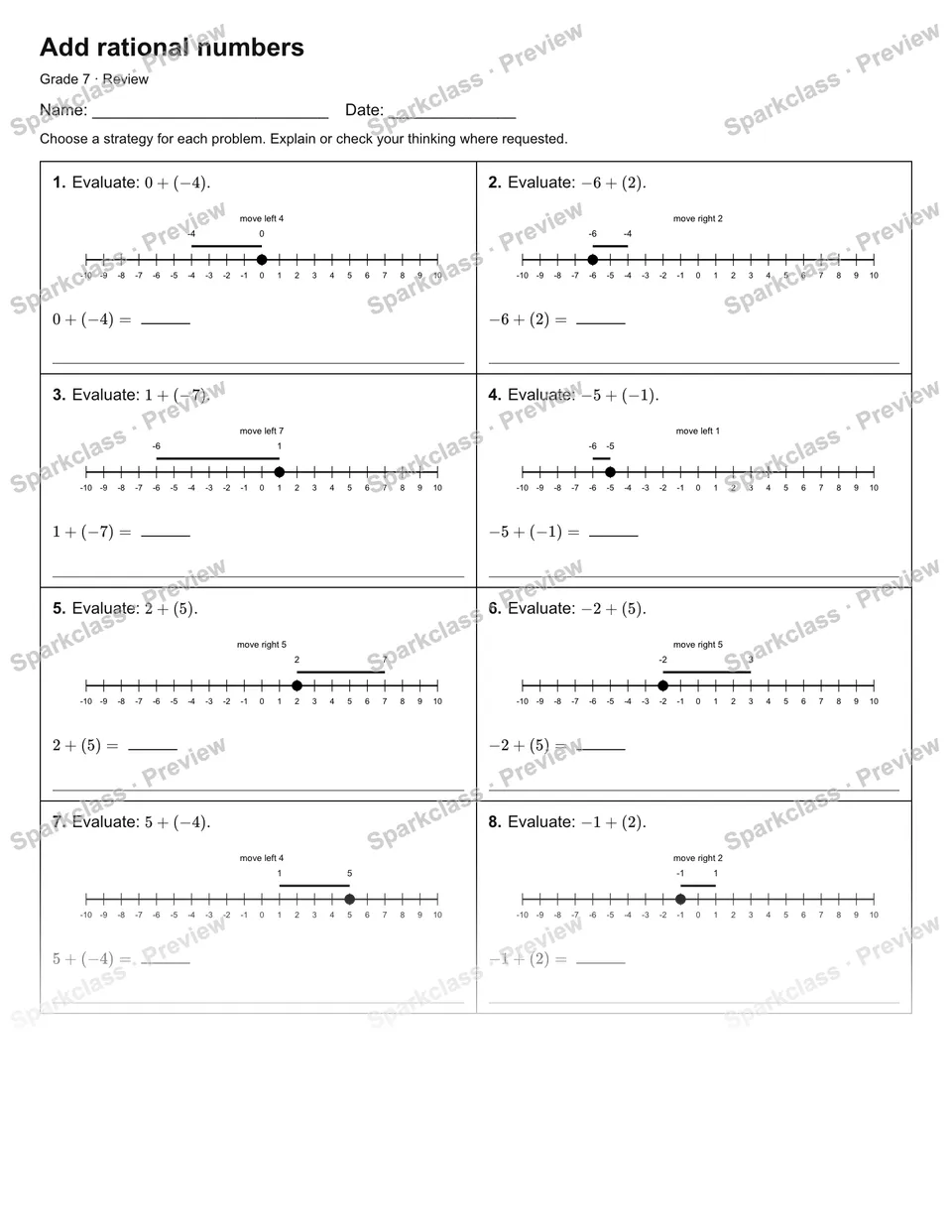 Add rational numbers — Review — page 1