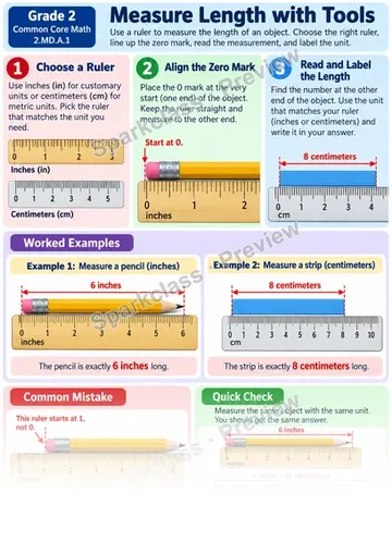 Knowledge Guide · Measure Length with Tools — Grade 2 worksheet preview