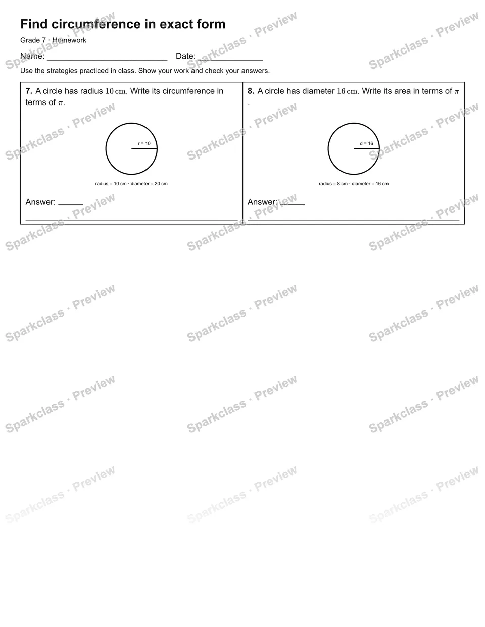 Find circumference in exact form — Homework — page 2
