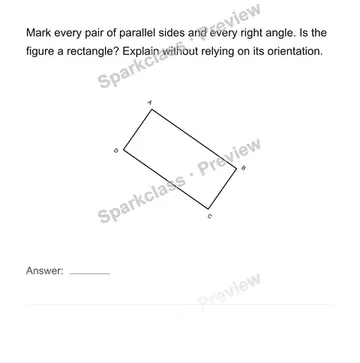 Classify a rotated quadrilateral — Grade 4 problem preview
