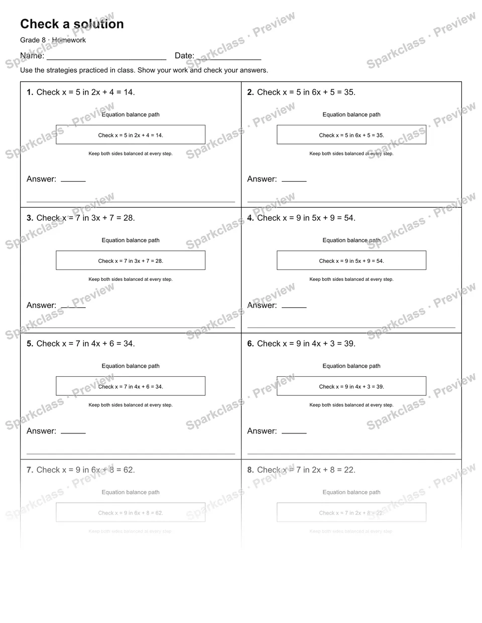 Check a solution — Homework — page 1