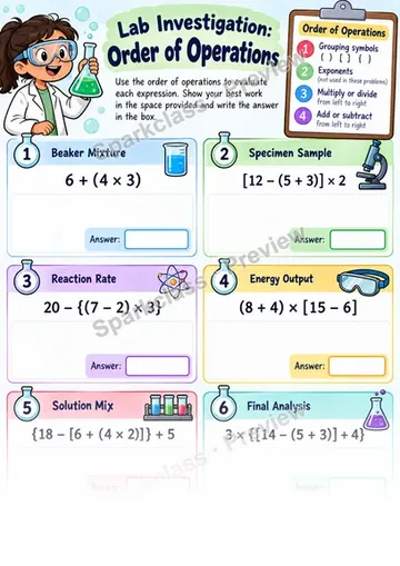 Order of Operations — Grade 5 worksheet preview