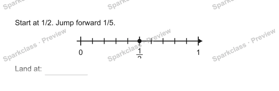 Start at 1/2. Jump forward 1/5. 0 1/2 1 Land at: — page 1