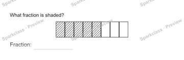 What fraction is shaded? Fraction: — Grade 5 problem preview