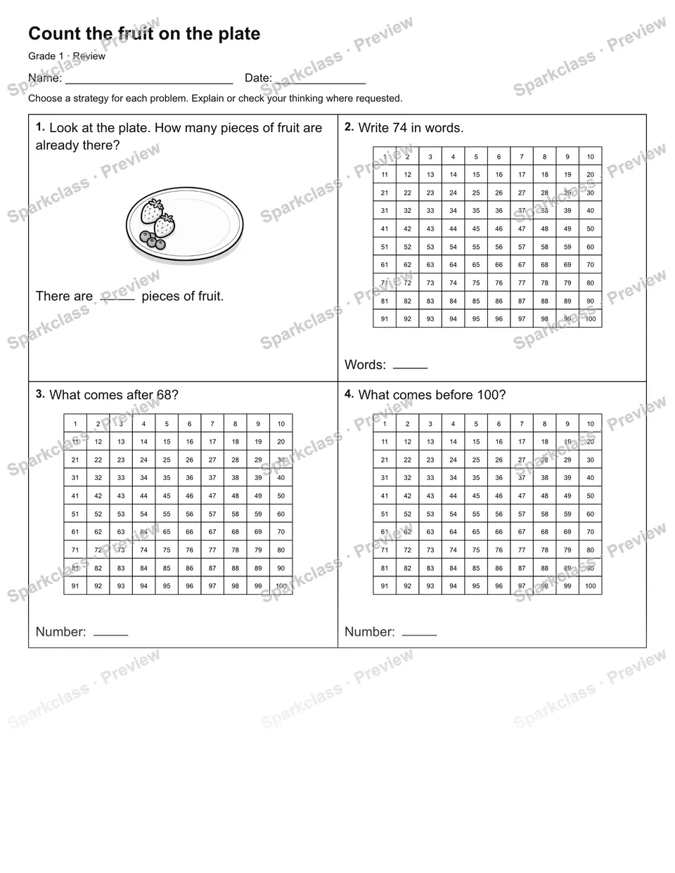 Count the fruit on the plate — Review — page 1