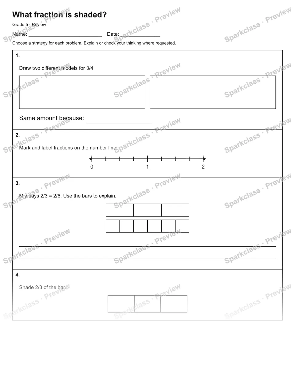 What fraction is shaded? — Review — page 1