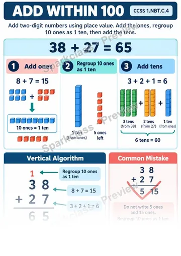 Knowledge Guide · Add Within 100 — Grade 1 worksheet preview