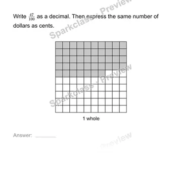Write hundredths as decimals — Grade 4 problem preview