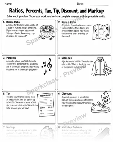 7.RP.A.3 · 3 Ratio Percent Multistep V4 — Grade 7 worksheet preview