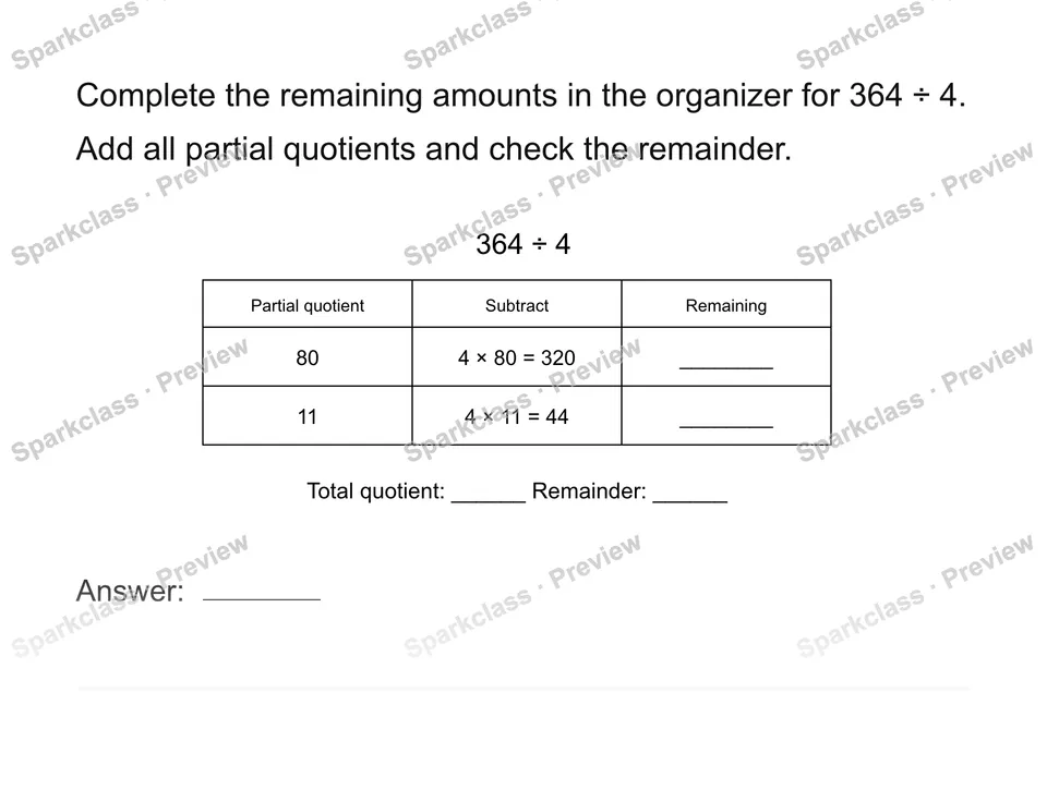 Record each partial quotient — page 1