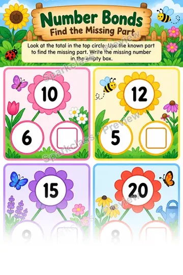 Number Bond Missing Part — Grade 1 worksheet preview