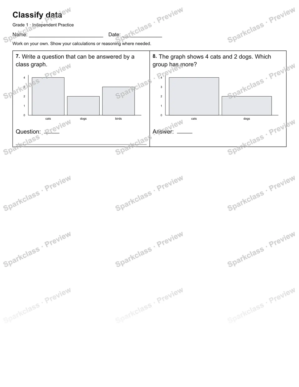 Classify data — Independent Practice — page 2
