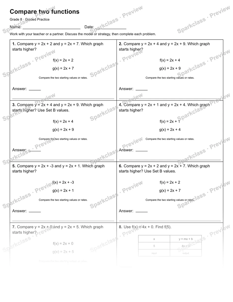 Compare two functions — Guided Practice — page 1