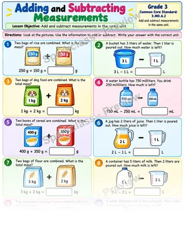 Add Subtract Measurements 01 — Grade 3 worksheet preview