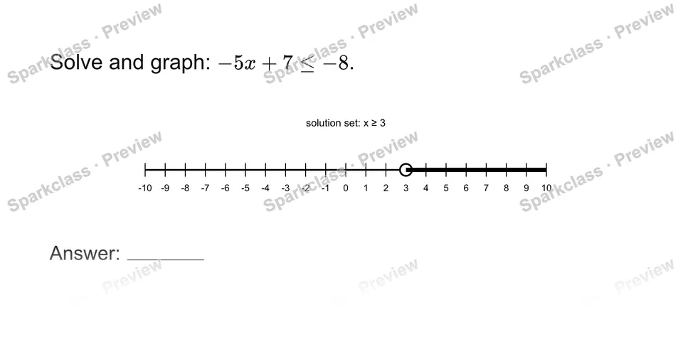 Solve a two-step inequality — page 1