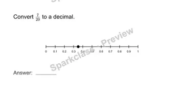 Convert fractions to decimals — Grade 8 problem preview