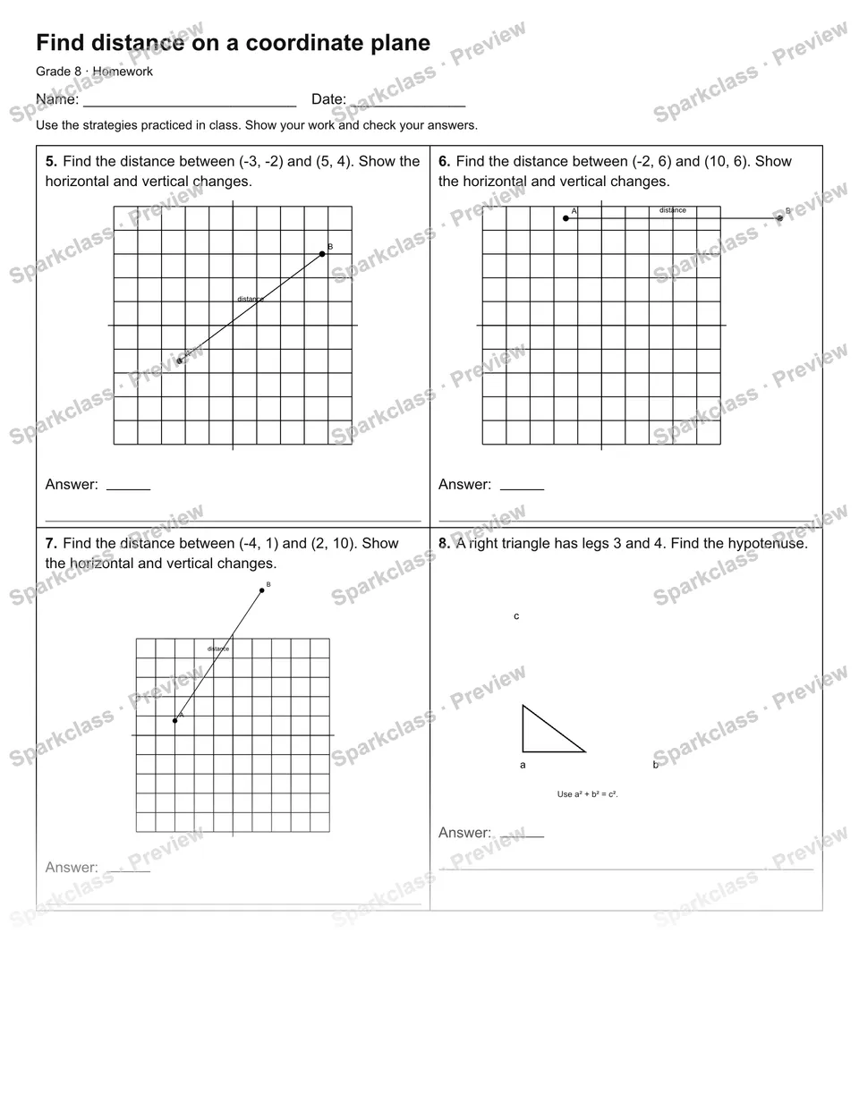 Find distance on a coordinate plane — Homework — page 2