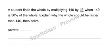 Find the whole from a percent — Grade 6 problem preview