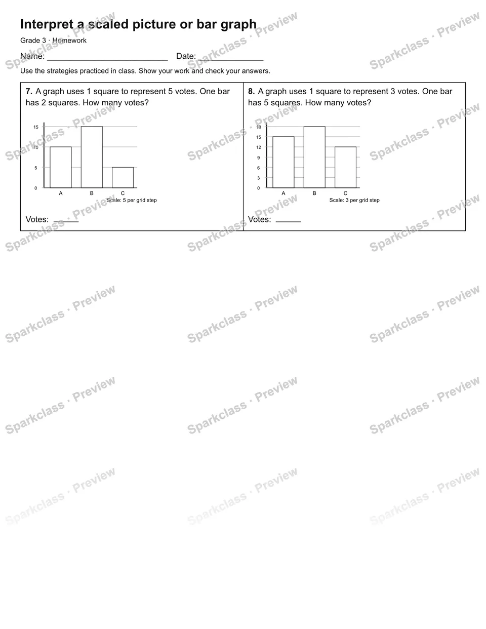 Interpret a scaled picture or bar graph — Homework — page 2